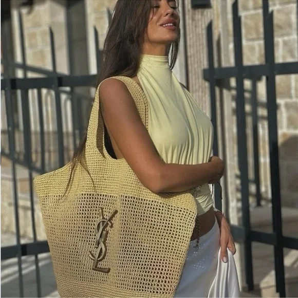 Elegant Tan Crochet Women's Bag - Picture 5 of 16